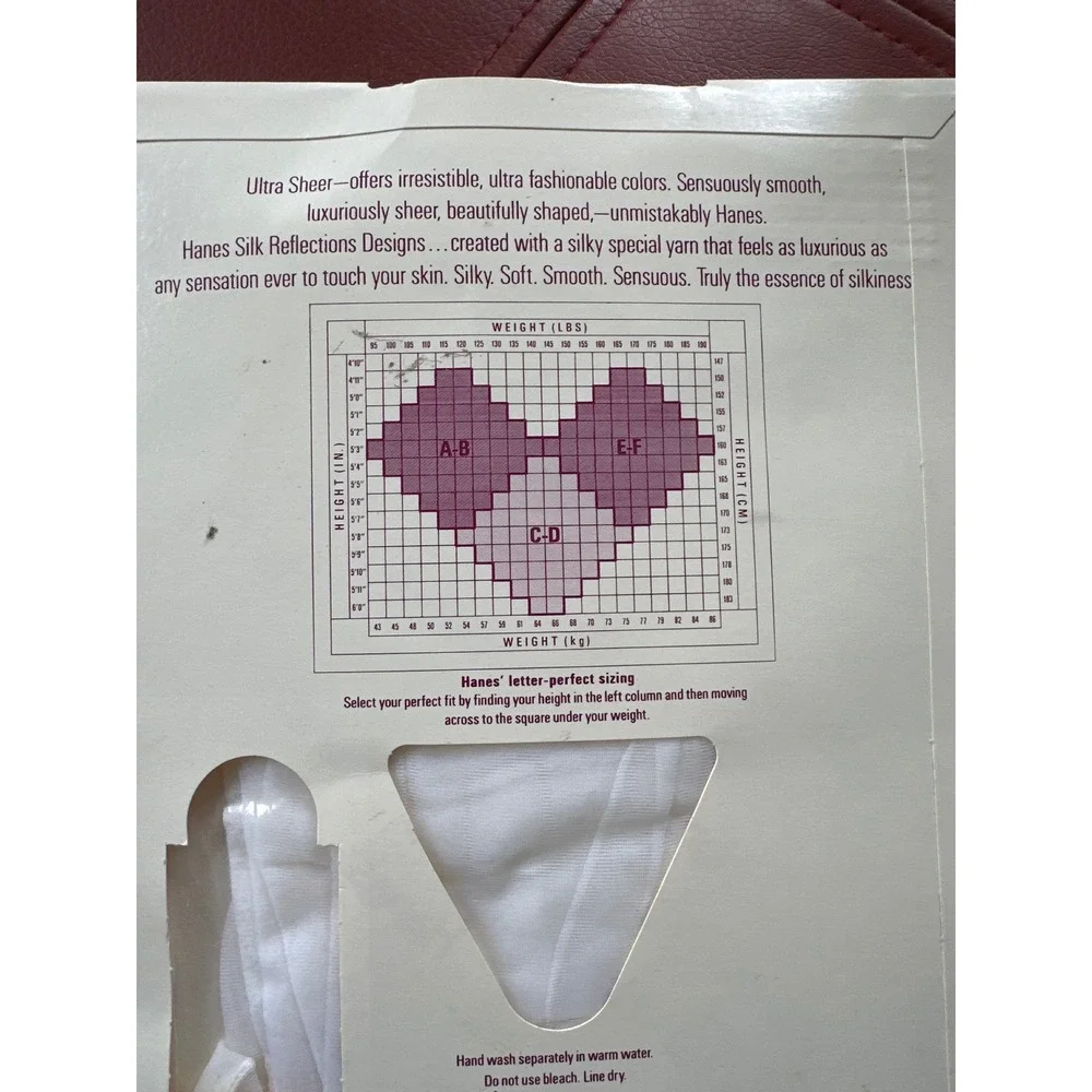 VINTAGE Hanes Silk Reflections Silky Designs Hose White Floral Pearl size EF